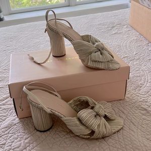 Loeffler Randall Camellia Platinum Pleated Bow Heel